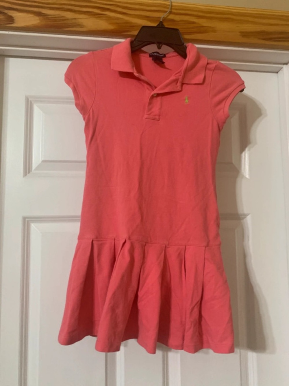 Ralph Lauren Girls Coral Polo Dress with Yellow Pony